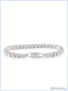 6mm Cuban Link Tennis Bracelet 14k White Gold Plated CZ 7.5in